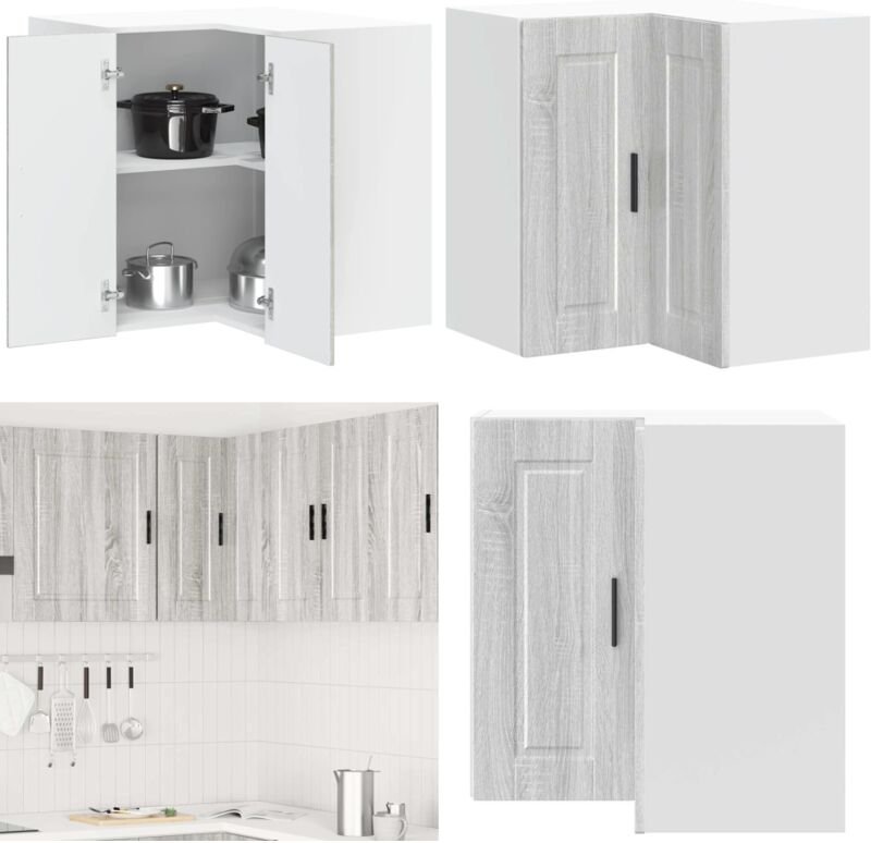 Küchen-Eckhängeschrank Porto Grau Sonoma Holzwerkstoff - Eckschrank - Küchenmöbel