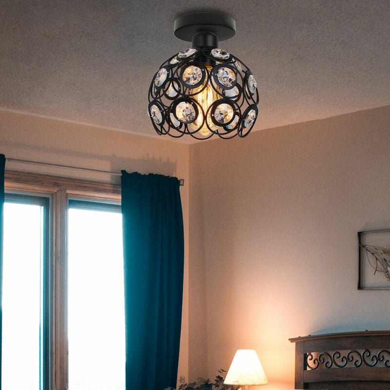Vintage Industrial Deckenlampe Kristall Design Ø26cm Lüster Metall E27 Wohnzimmerleuchten für Wohnzimmer Schlafzimmer Ba...