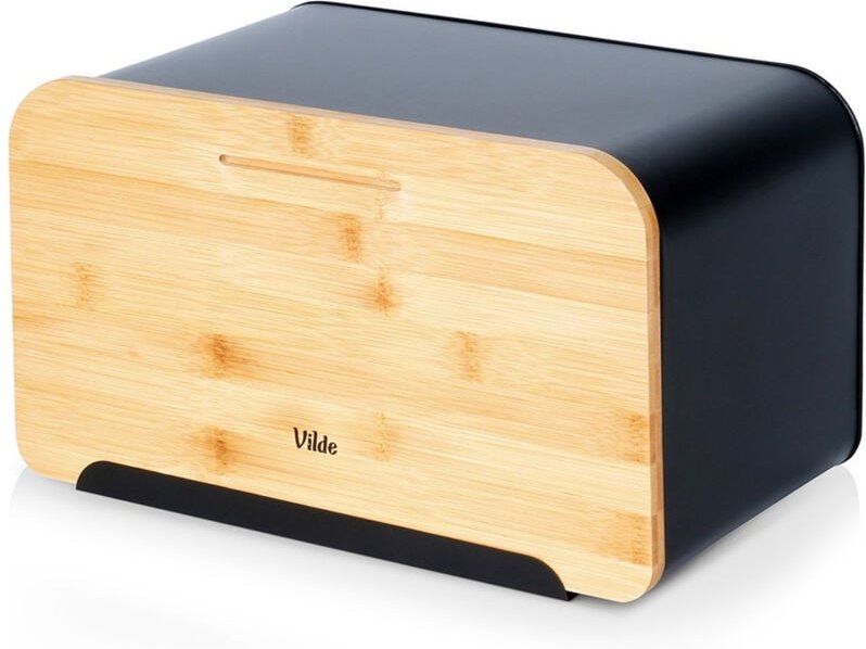 Schwarzer Brotkasten aus Bambus, Metall, Küchenbehälter für Brot