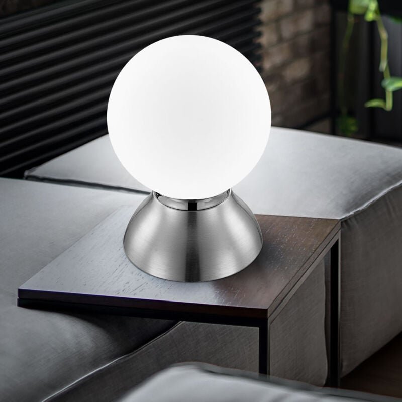 Led Schreib Tisch Lampe Leuchte Nickel Matt Chrom Glaskugel Wohn Schlaf Zimmer