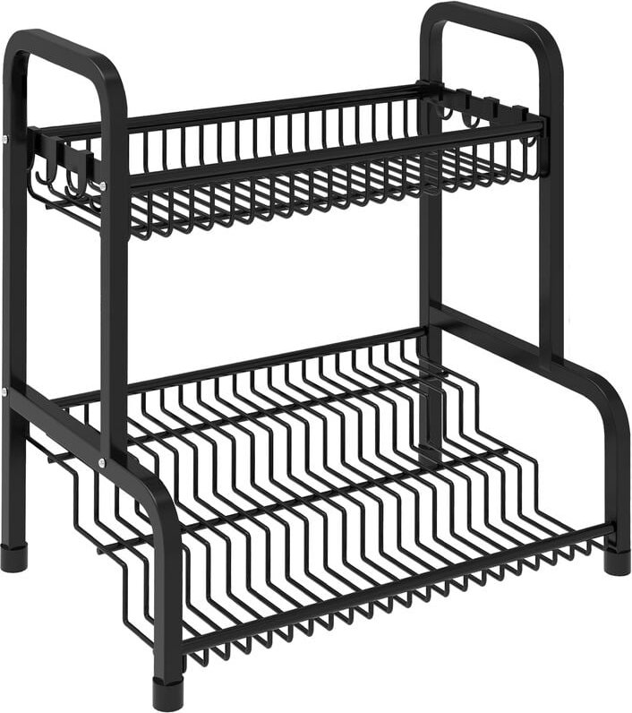 Aquarium-Kühler Kühlgebläse Gewürzregal 2 Etagen Küchenregal aus Metall mit 8 Haken Küchenarbeitsplatte Organizer Hengme...