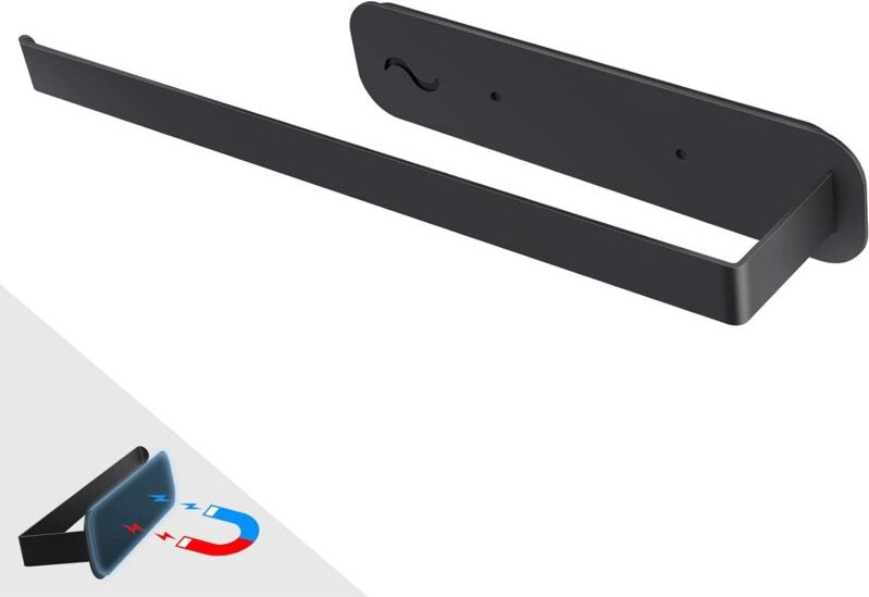 Magnetischer Wandhalter aus Edelstahl für Papierhandtuchrollen, starke Haftung, schwarz, für Kühlschrank, Mikrowelle, Me...