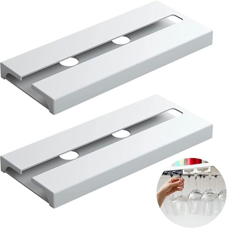 2 Stück Weinglashalter, Stielglashalter, zweireihiges Weinglasregal, hängendes Weinglasregal, hängendes Stielglasregal, ...