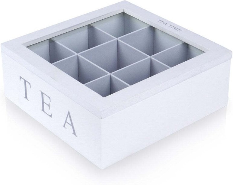 Teebox TEA, 9 Fächer, Teeaufbewahrung, MDF, 22,5 x 22,5 x 9 cm