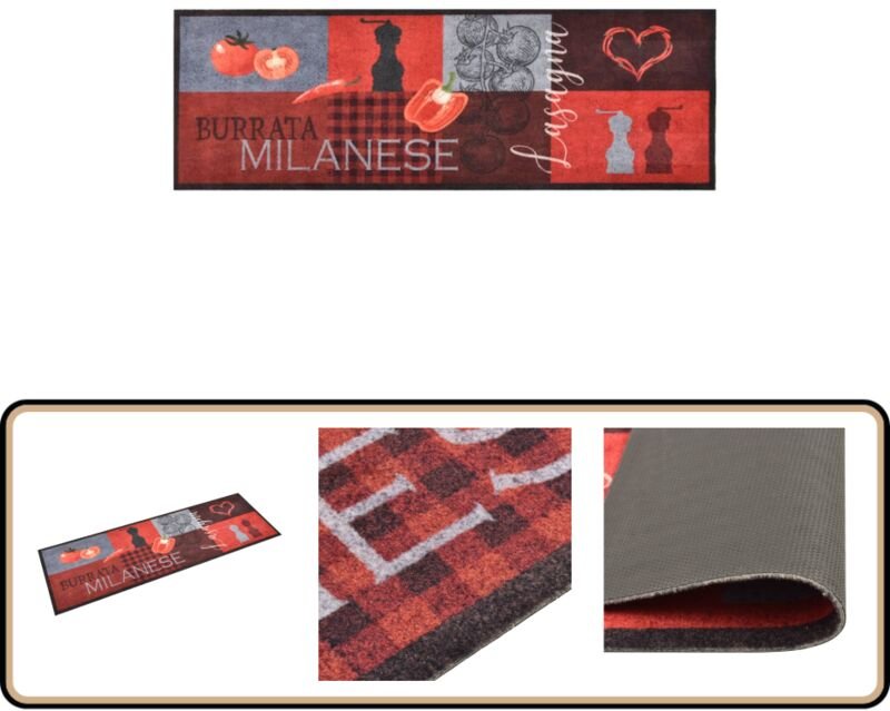 Küchenteppich Waschbar Tomaten 60x300 cm - Bodenmatte - Küchenläufer - Türmatte - Wohnzimmerteppich - Esszimmerteppich