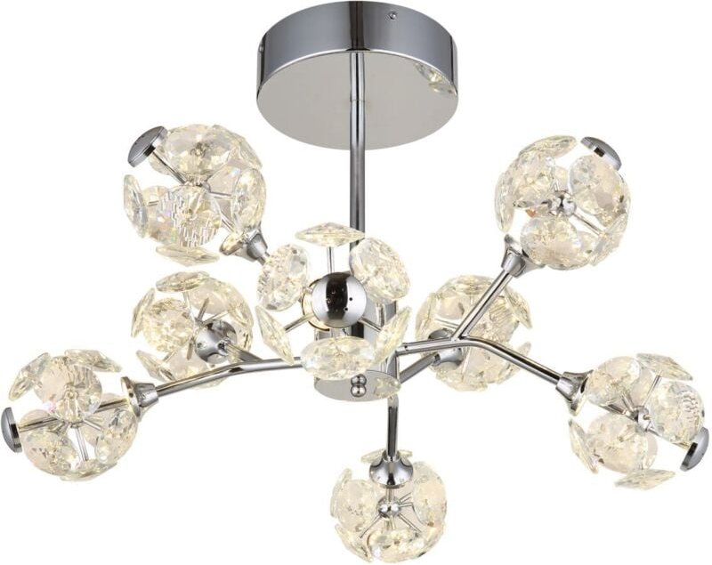Globo - Deckenleuchte Deckenlampe Esszimmerlampe Glas Kristalle led 8 flammig d 68 cm