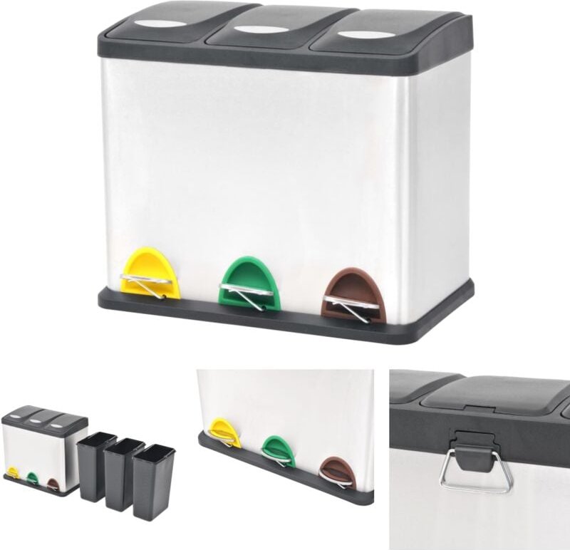 Triomphe - The Living Store Recycling Treteimer Edelstahl 24 l - Mülltonnen & Abfalleimer - Silber