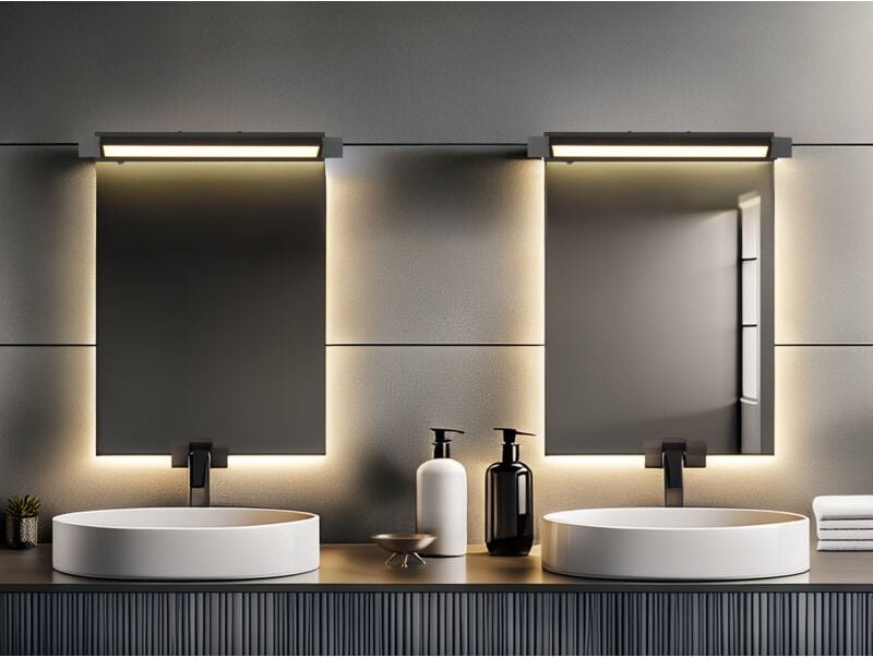 Thumbnail - Meinewunschleuchte - 2er set dimmbare led Bad Spiegelleuchten schwenkbar, Schwarz Breite 50cm