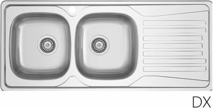 Thumbnail - Einbauspüle aus Edelstahl 116x50 cm mit Abtropffläche rechts