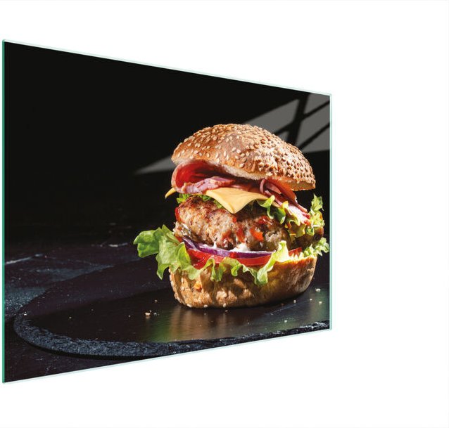 Glasschneidebrett 30x22 Hamburger