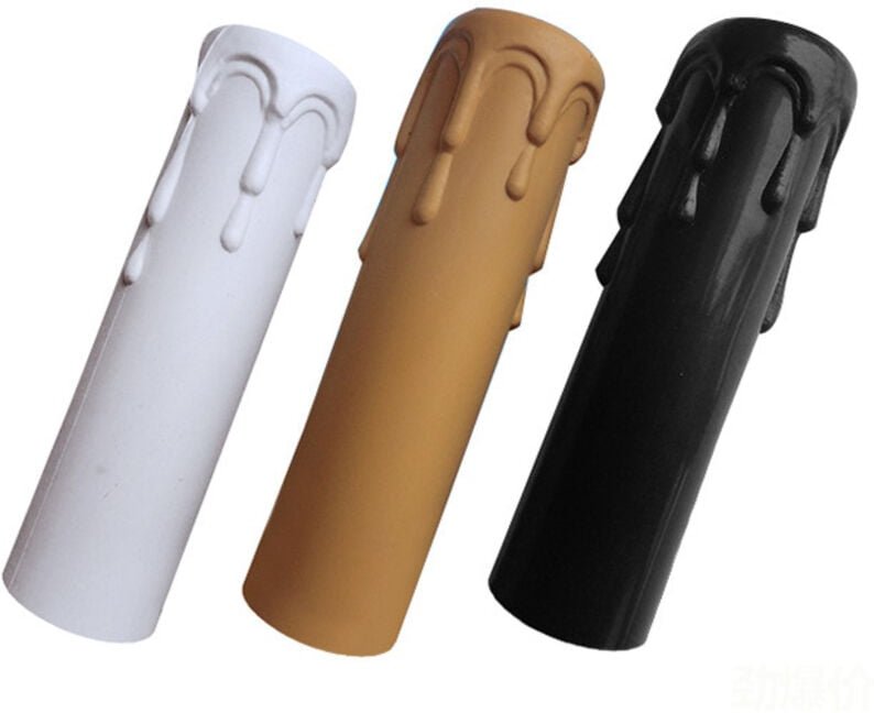 9er-Packung Kunststoff-Kerzenhüllen in Tropfenform für Kronleuchter, Pendelleuchten, Weiß + Gelb + Schwarz