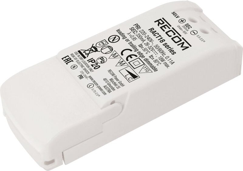 LED-Treiber 18 w 350 mA 26 - 52 v/dc 1 St. - Recom