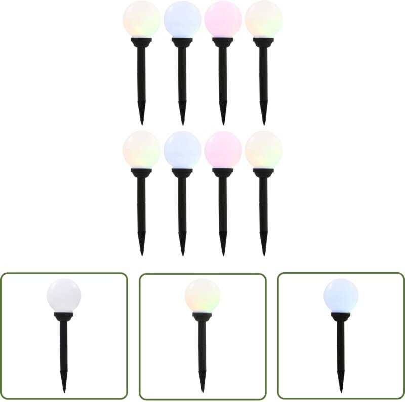 The Living Store Außen-Solarlampen 8 Stk. led Kugel 15 cm rgb - Outdoor-Beleuchtung - Solarleuchte - Gartenbeleuchtung -...