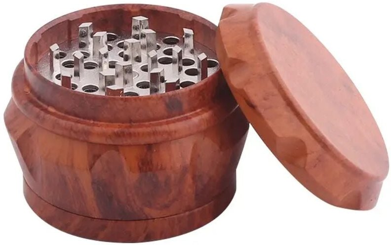 4-lagiger Holz-Grinder mit großer Kapazität und Pollenschaber, geeignet für die Küche zu Hause, braun