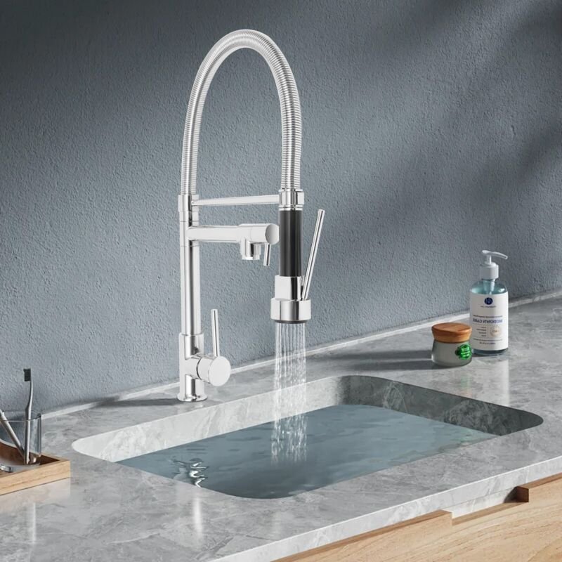 Küchenarmatur Spültischarmatur Mit Pull-Down-Brause Einhebelmischer Aus Edelstahl Für Küchenspülen