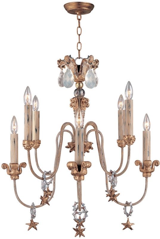 Mignon - 8 Light Chandelier Gold und Silber Finish, E14 - Elstead