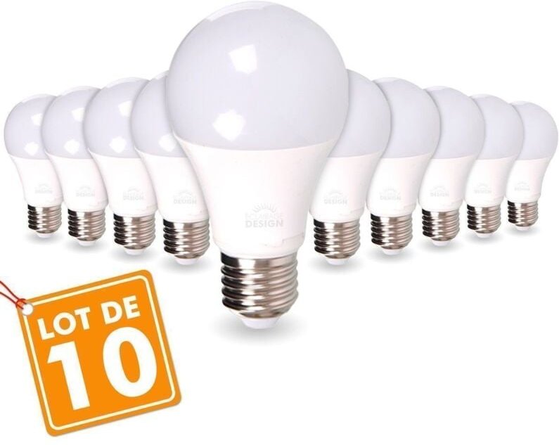 Menge von 10 LED-Lampen E27 14W Eq 100W Farbtemperatur: Warmweiß 2700K