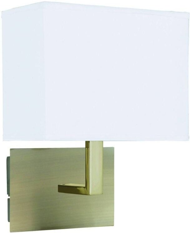 1 Licht Innenwandleuchte Antik Messing mit weißem rechteckigen Schatten, E27 - Searchlight