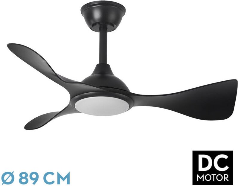 Fabrilamp - dc 'Caimán' dimmbarer Deckenventilator mit Fernbedienung (36W 3CCT 3600lm) schwarz