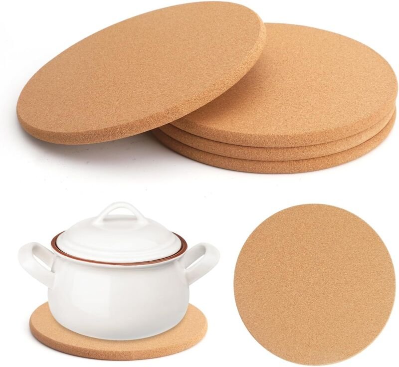 Korkuntersetzer, 19 cm runde Korkuntersetzer für Töpfe, Auflaufformen und Bratpfannen