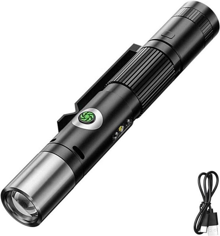 Hochleistungsfähige, gebogene Taschenlampe, kleine, wiederaufladbare 9000-Lumen-Taschenlampe, 7 zoombare taktische LED-T...