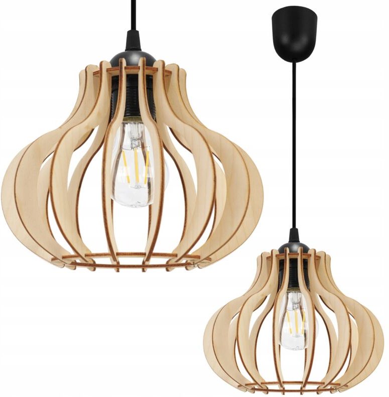 Hängelampe, Deckenleuchter, Holz, LED-Lampenschirm