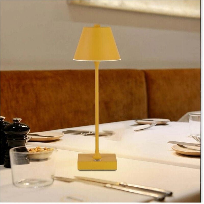 Trade Shop - USB AUFLADBARE TISCHLAMPE 10 WATT 3 LICHTFARBEN VERSCHIEDENE FARBEN D27-3C - Gelb