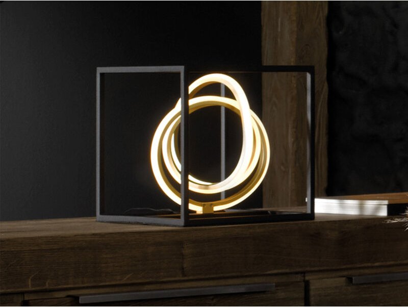 Led Tischleuchte gisi Schwarz Gold mit Touchdimmer, Höhe 25cm
