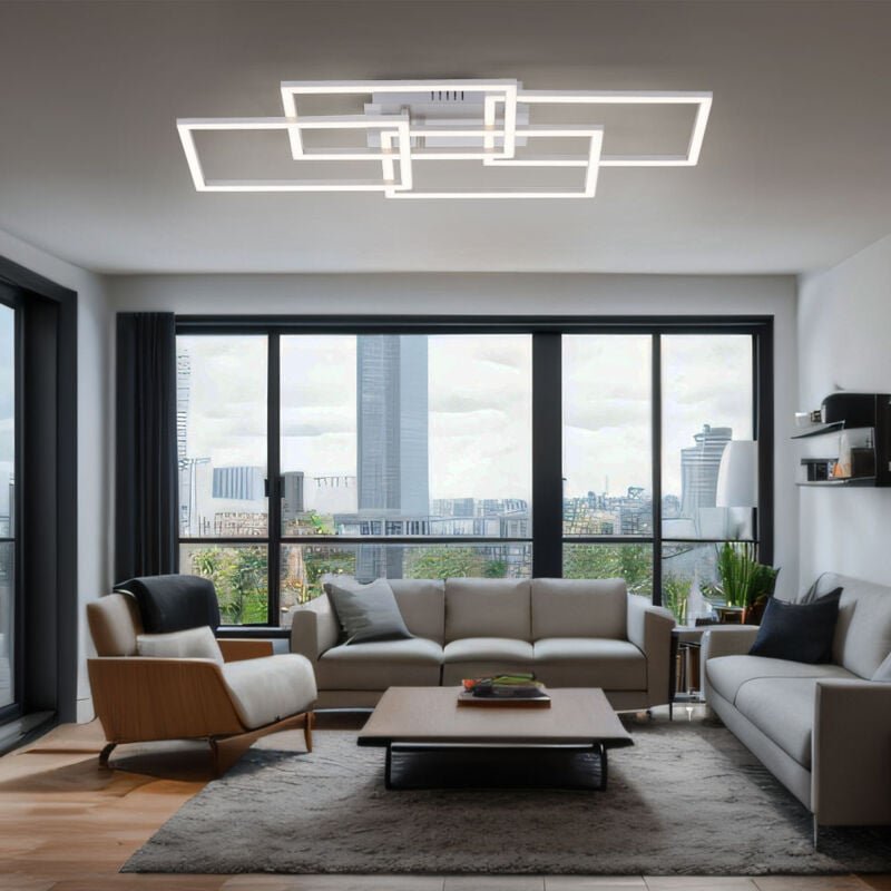 Etc-shop - Deckenleuchte dimmbar über Lichtschalter led Wohnzimmerleuchte Designleuchte, Aluminium silber, 1x led 36W 22...