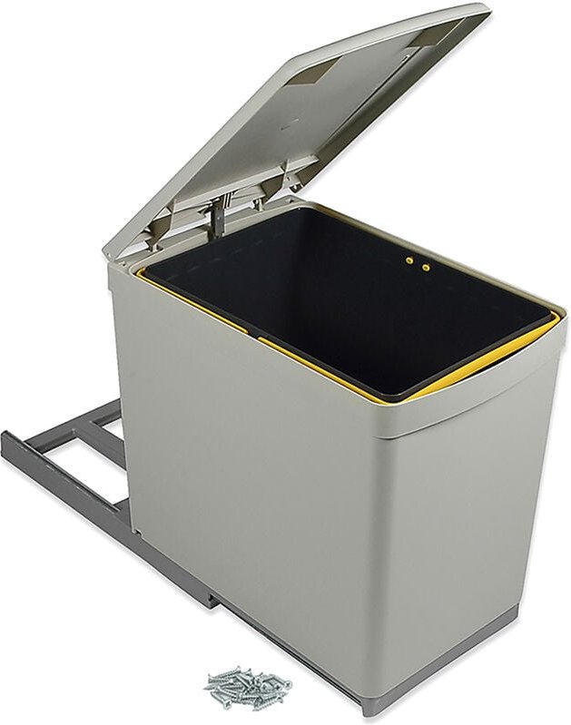 Thumbnail - RecyclingRecyclingbehälter für Bodenbefestigung und manuellen Auszug in der Küchenzeile 1 x16 Liter und Automatikdeckel,...