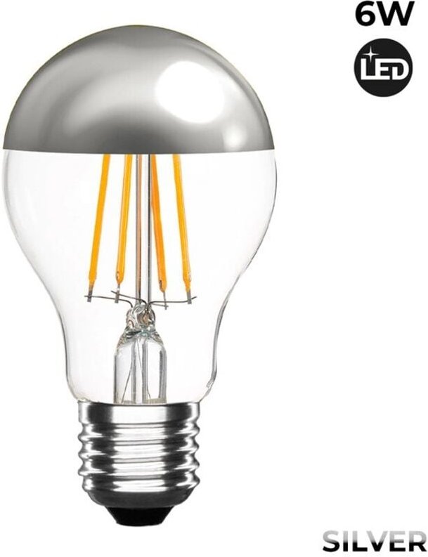 Silberne Led-Glühbirne mit Spiegeleffekt E27 6W