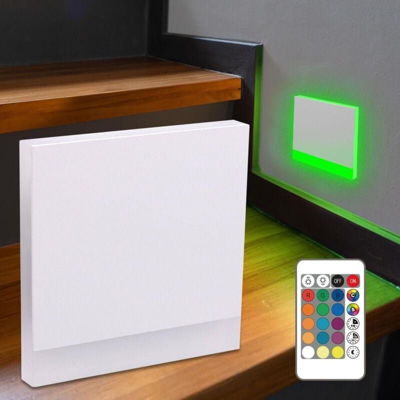 IP44 LED Treppenlicht 230V Stufenbeleuchtung eckig weiß - Unterteil Lichtfarbe: RGB+CCT 2W - Lichtaustritt: Orbis