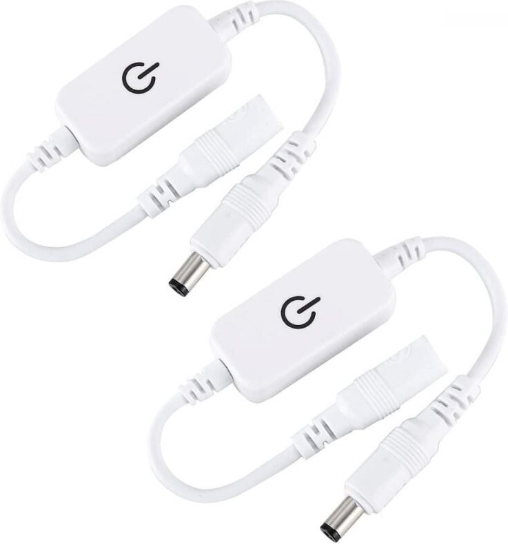 BEBUSINGOTO 2 Stück 12–24 V 4 A einfarbiger LED-Streifen, Inline-Ein-/Aus-Helligkeitsregler, DC-Mini-LED-Touch (weiß)