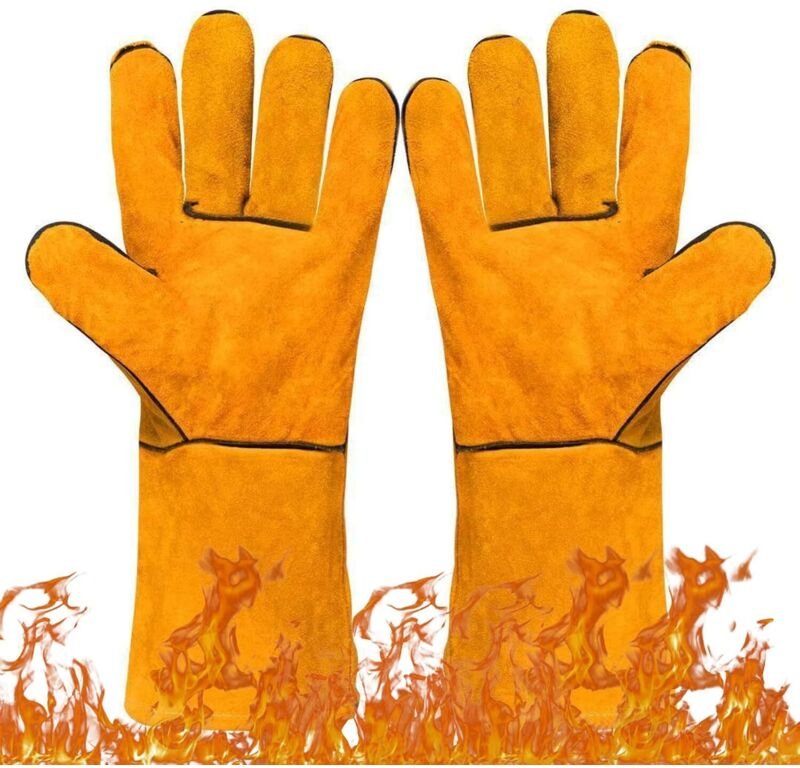 CCYKXA Hitzebeständige Grillhandschuhe für Backofen, Küche, Grill, Mikrowelle, Kamin und Schweißen, 33 cm