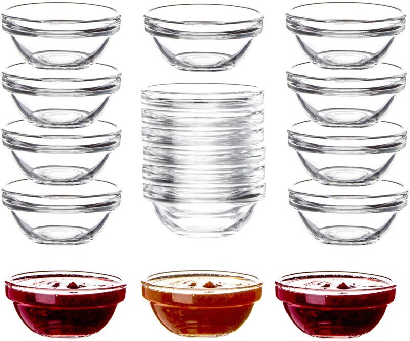 BigDean 18x Dipschalen Ø 6 cm aus gehärtetem Glas 30ml - Für Dip, Marmelade, Konfitüre - Stapelbar - Für Spülmaschine & ...