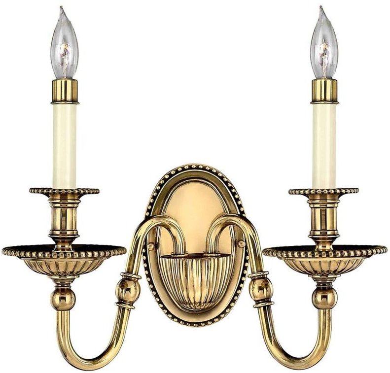 Cambridge - 2 Licht Innenkerze Wandleuchte brüniertes Messing mit Schattierungen, E14 - Elstead