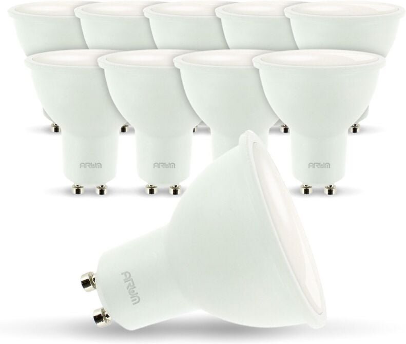Arum Lighting - Los mit 10 LED-Lampen GU10 7W Äq. 60W Farbtemperatur: Kaltes Weiß 6000K
