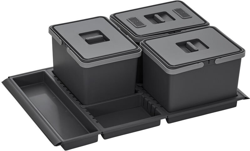 So-tech - Abfallsammler Metropolis 12+12+12L mit Deckel Abfallsystem f. Auszug Korpusbreite 80cm