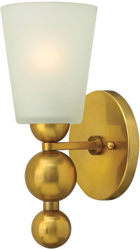 Elstead - Zelda - 1 Licht Wandleuchte Vintage Messing Glasschirm, E27