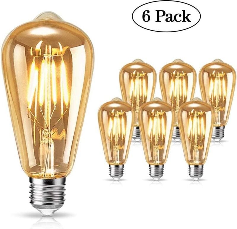 Soekavia - Vintage-Edison-Glühbirne, E27, 4 w, LED-Edison-Glühbirne, warmes Licht, Vintage, antike Retro-Glühbirne für N...