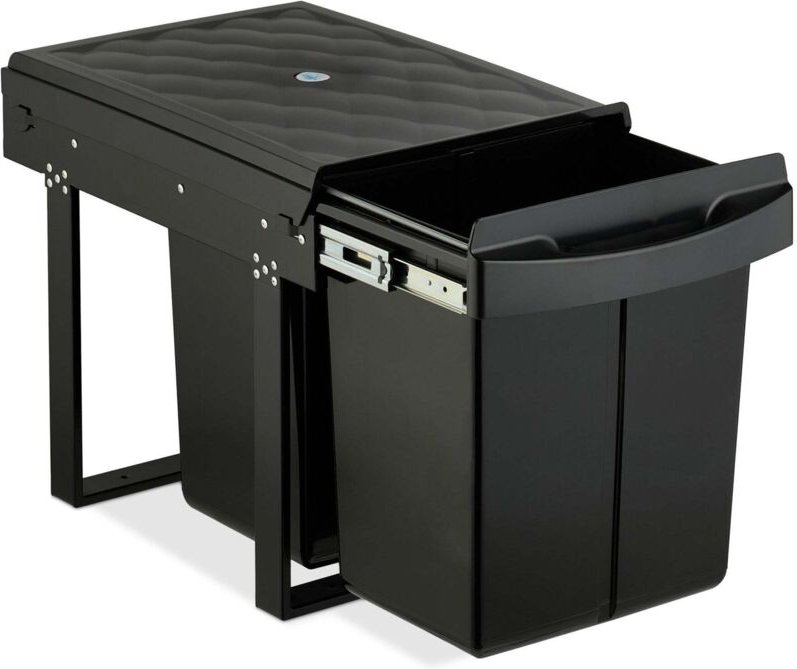 Ausziehbarer Küchenabfalleimer, Schwarz, platzsparendes Design