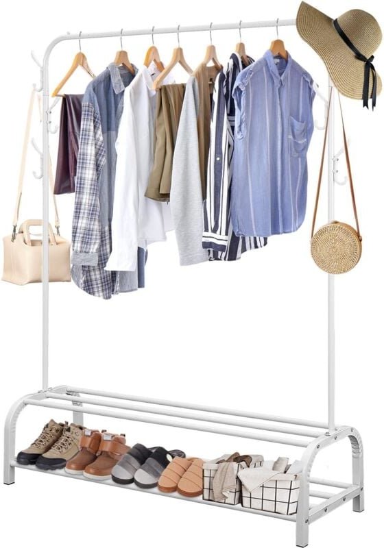 Youyijia Kleiderständer Stabil Metall Kleiderstange Freistehender Kleiderbügel Mit Ablage Schlafzimmer Single Pole Kleid...