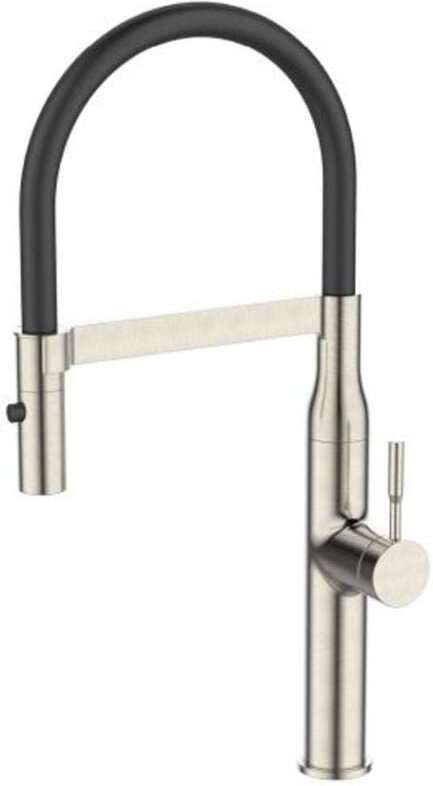 Alveus Mirage - Spültischarmatur mit flexiblem Arm und Brause, Edelstahl/mattschwarz 1150892