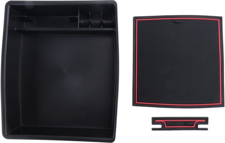 Tlily - Auto Armlehne Storage Box für 2024 Zentrale Steuerung Innen Verstauen Zubehör-Schwarz & Rot