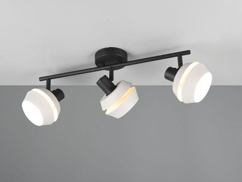 Deckenstrahler isla 3-flammig Schwarz, Metallschirme Grau, Breite 54cm