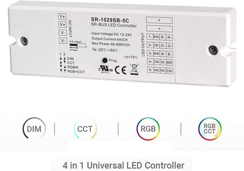 Sunricher - Bluetooth Controller 12-24V einfarbig + cct + rgbw + rgbcct 4 in