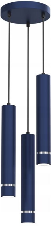 Marineblaue Rohr-Hängelampe Mit Kreisförmigen Aufhängungen 3 X Gu10