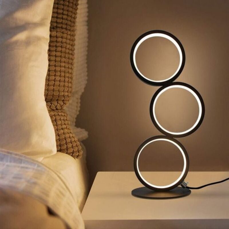 GBLY LED Nachttischlampe Schwarz Touch-Dimmbar Ring Modern Schreibtischlampe Tischlampe