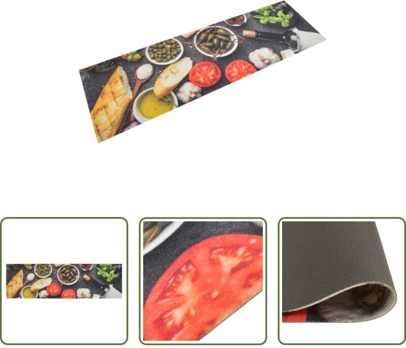 vidaXL Waschbarer Teppich - Küchenteppich Waschbar Wein & Essen 45x150 cm Samt