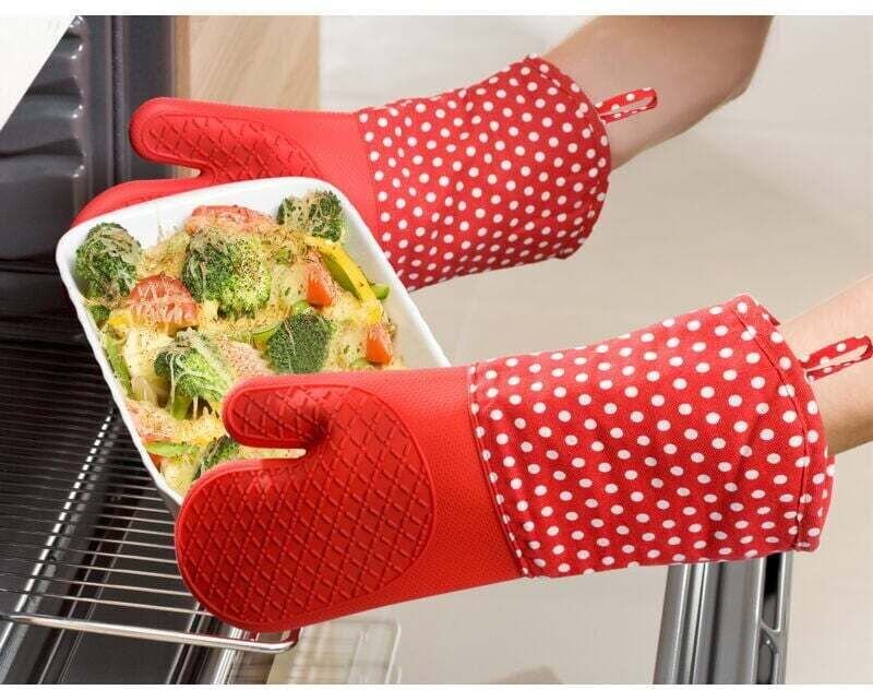 Silikon-Ofenhandschuh, Küchenhandschuh, Rot, 2er-Set